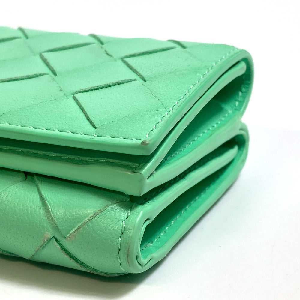 BOTTEGA VENETA 667036 Intrecciato Tiny Tri-fold Wallet in Calf Leather, Green