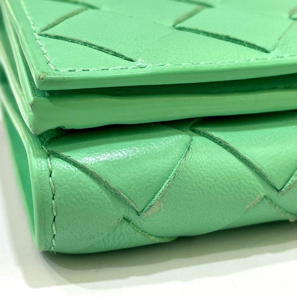 BOTTEGA VENETA 667036 Intrecciato Tiny Tri-fold Wallet in Calf Leather, Green