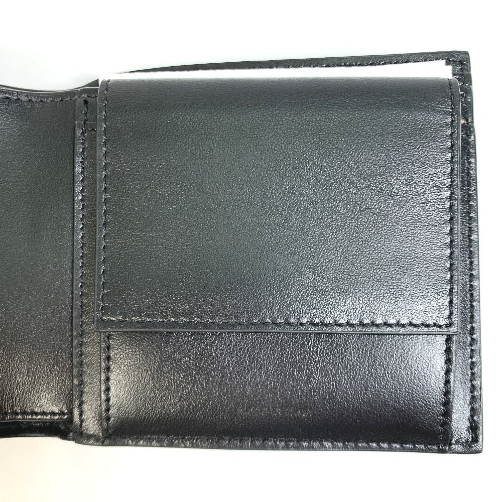 CELINE 10C873DME Logo Bifold Wallet, Unisex, Black Leather