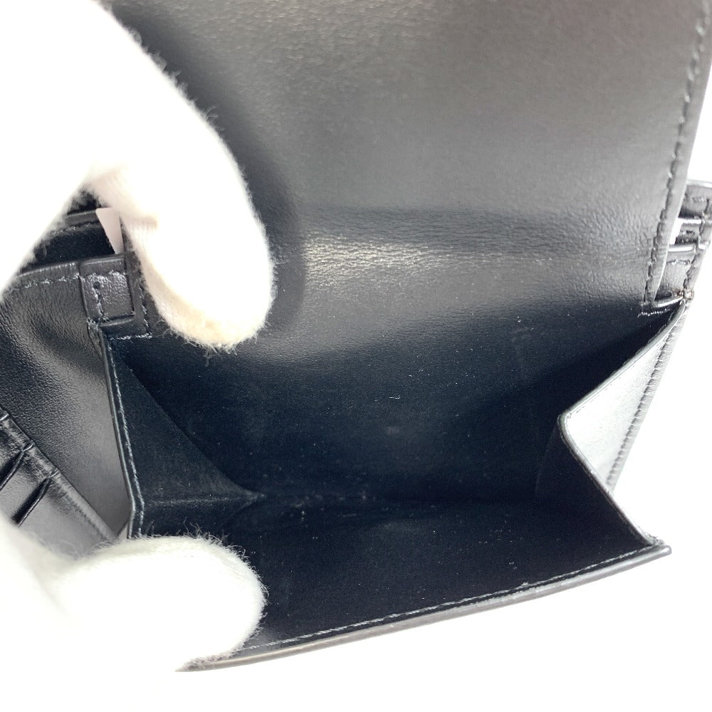 CELINE 10C873DME Logo Bifold Wallet, Unisex, Black Leather