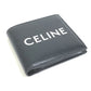 CELINE 10C873DME Logo Bifold Wallet, Unisex, Black Leather