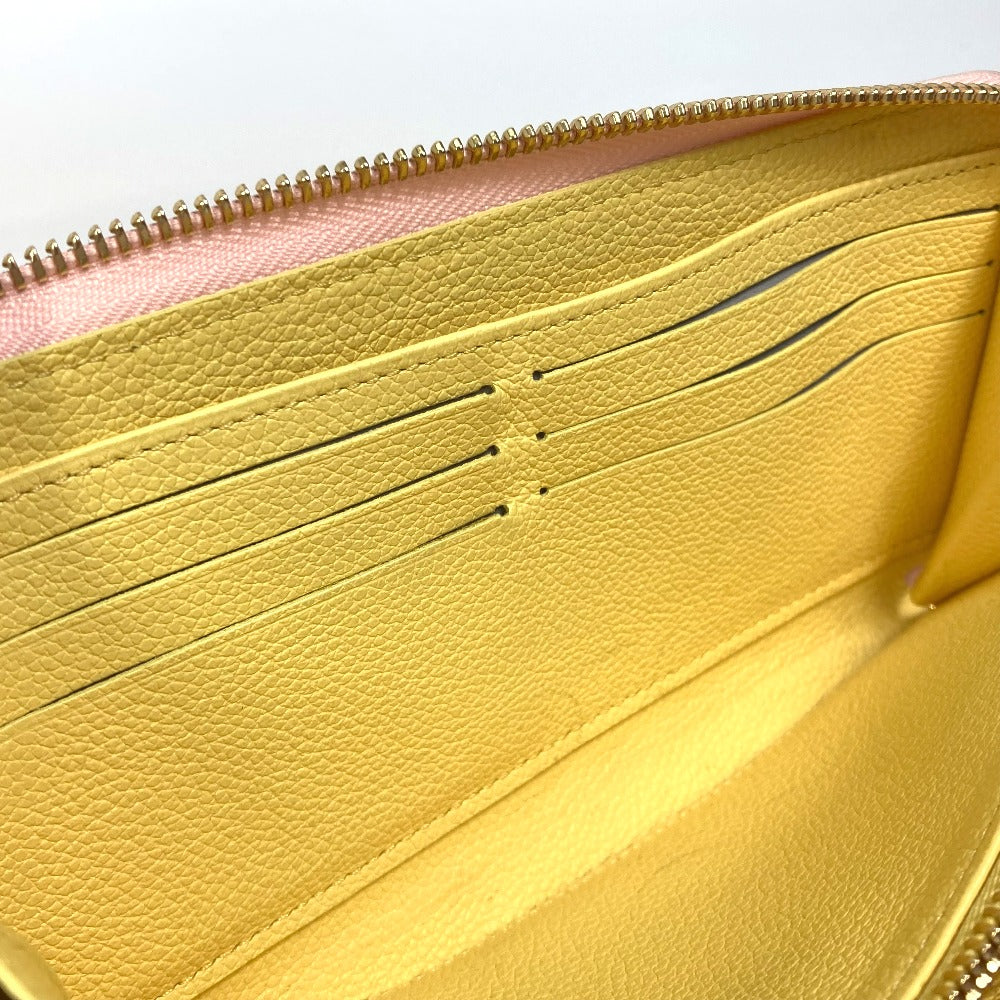 LOUIS VUITTON M81279 Monogram Empreinte Zippy Wallet, Round Zipper Long Wallet, Monogram Empreinte Leather, Women's, Pink x Beige x Yellow