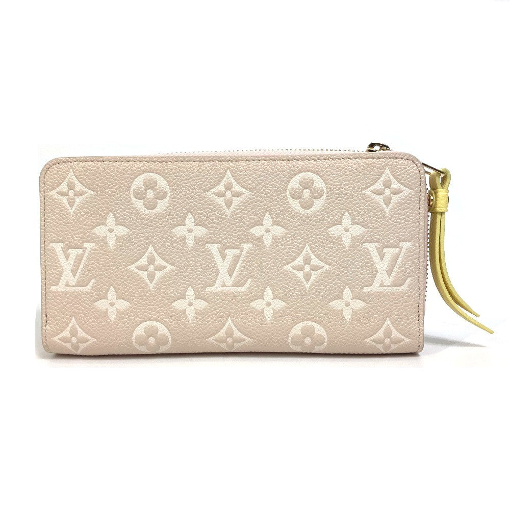 LOUIS VUITTON M81279 Monogram Empreinte Zippy Wallet, Round Zipper Long Wallet, Monogram Empreinte Leather, Women's, Pink x Beige x Yellow