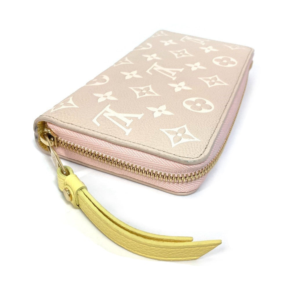 LOUIS VUITTON M81279 Monogram Empreinte Zippy Wallet, Round Zipper Long Wallet, Monogram Empreinte Leather, Women's, Pink x Beige x Yellow