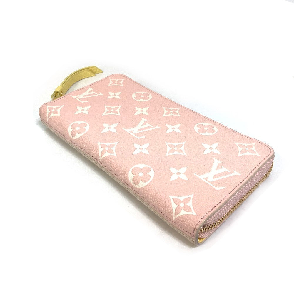 LOUIS VUITTON M81279 Monogram Empreinte Zippy Wallet, Round Zipper Long Wallet, Monogram Empreinte Leather, Women's, Pink x Beige x Yellow