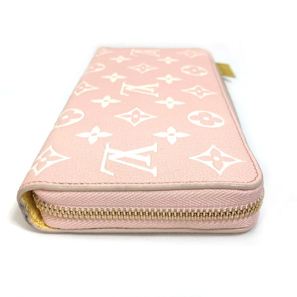LOUIS VUITTON M81279 Monogram Empreinte Zippy Wallet, Round Zipper Long Wallet, Monogram Empreinte Leather, Women's, Pink x Beige x Yellow