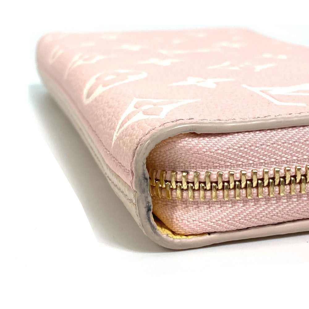 LOUIS VUITTON M81279 Monogram Empreinte Zippy Wallet, Round Zipper Long Wallet, Monogram Empreinte Leather, Women's, Pink x Beige x Yellow