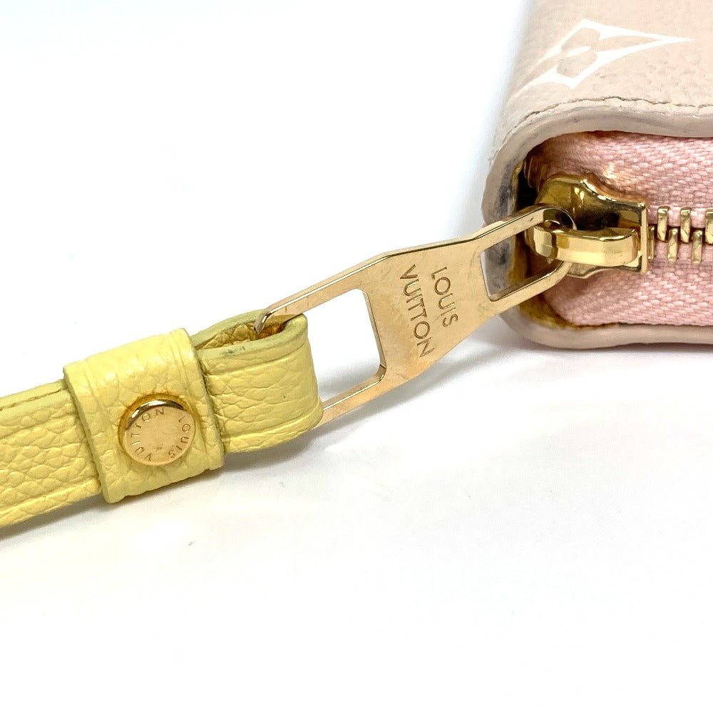 LOUIS VUITTON M81279 Monogram Empreinte Zippy Wallet, Round Zipper Long Wallet, Monogram Empreinte Leather, Women's, Pink x Beige x Yellow