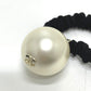 CHANEL CC Coco Mark Scrunchie F22V Hair Tie, Faux Pearl, Women's, Black x White