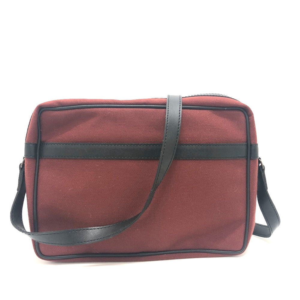 YVES SAINT LAURENT Logo Shoulder Bag/Square Canvas/Leather Unisex Red