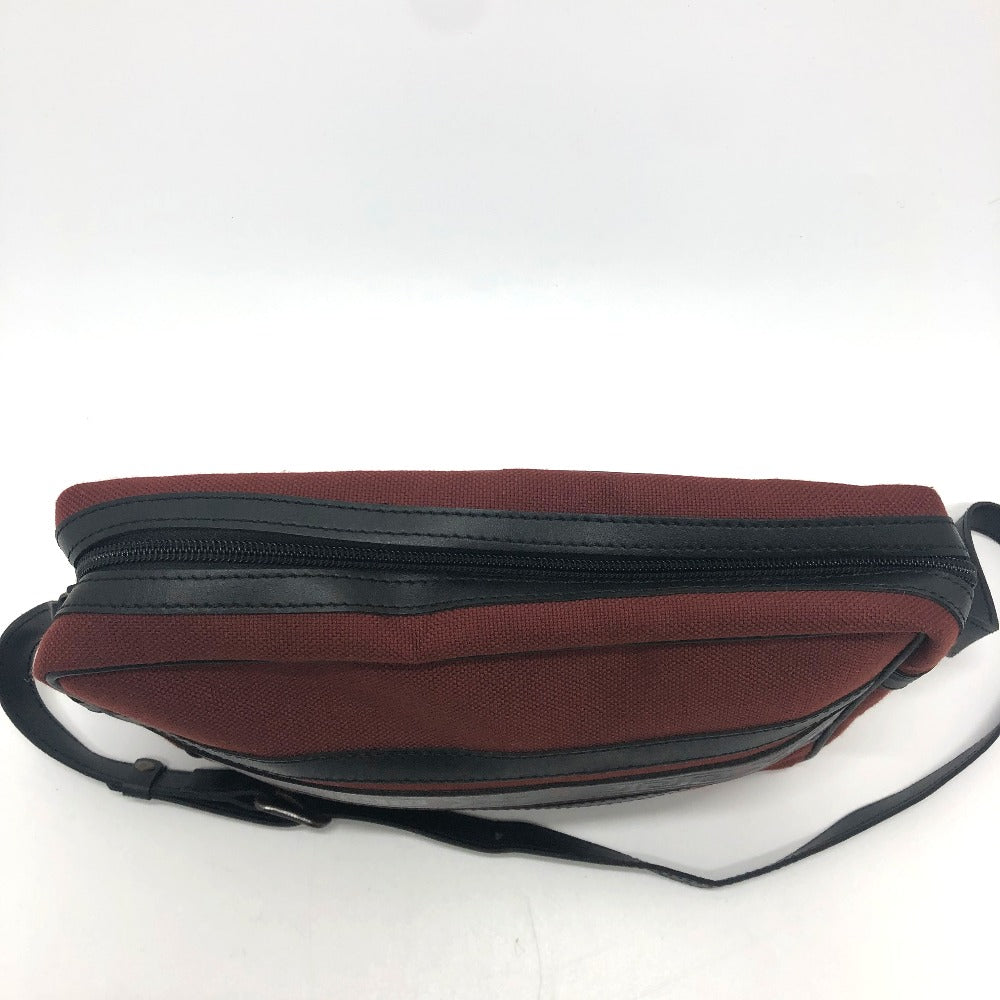 YVES SAINT LAURENT Logo Shoulder Bag/Square Canvas/Leather Unisex Red