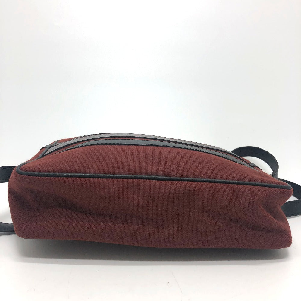 YVES SAINT LAURENT Logo Shoulder Bag/Square Canvas/Leather Unisex Red
