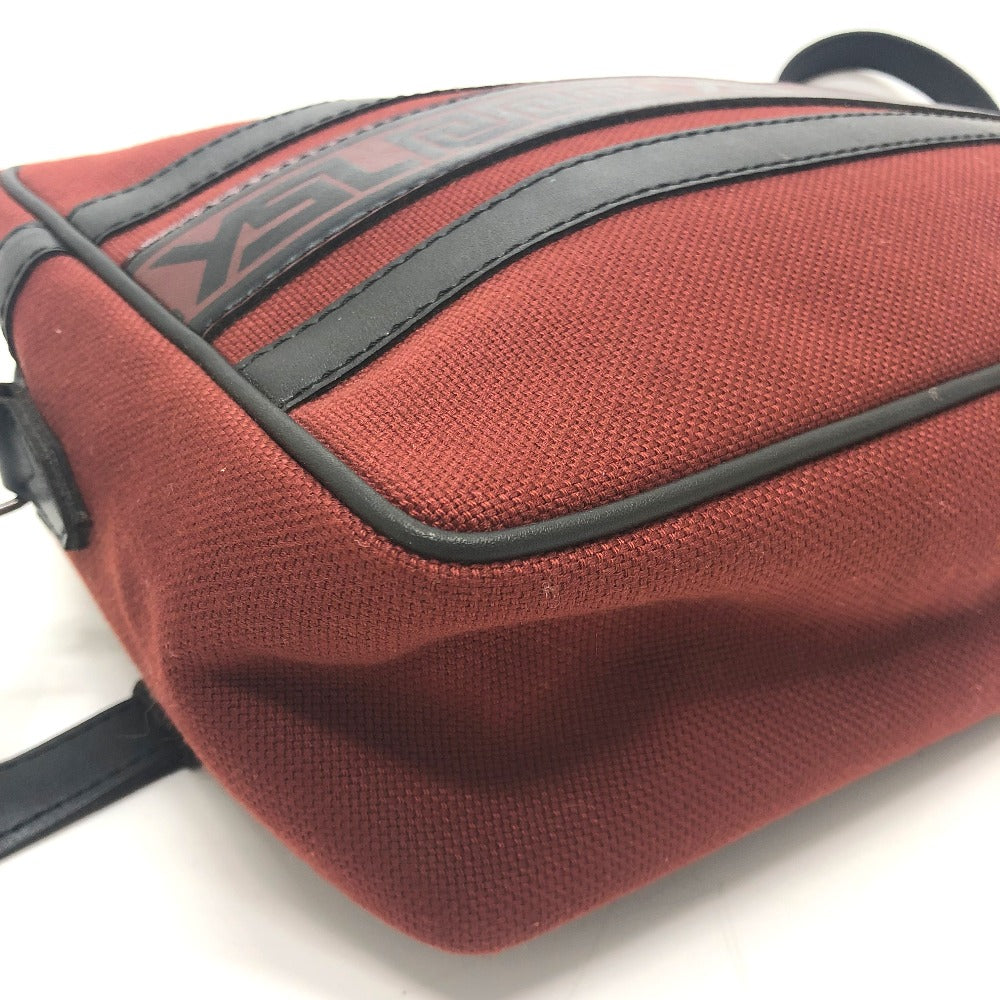 YVES SAINT LAURENT Logo Shoulder Bag/Square Canvas/Leather Unisex Red