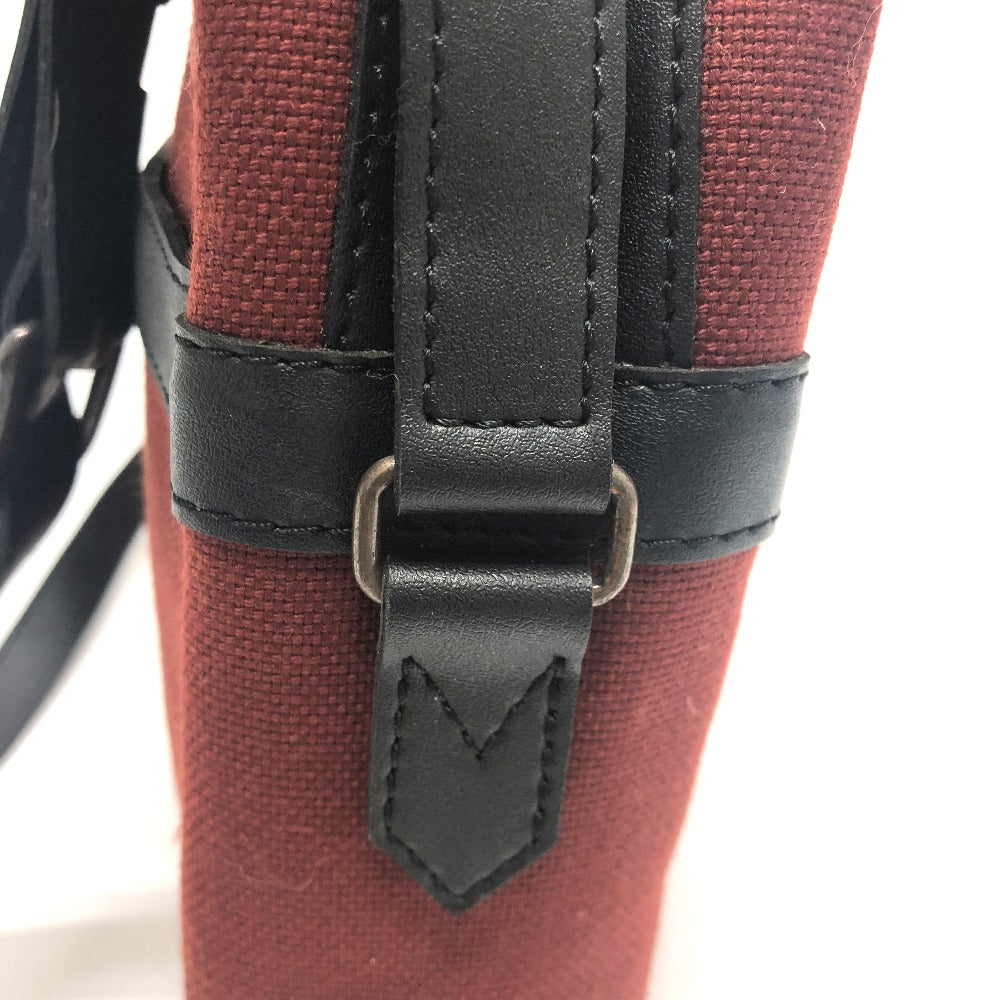 YVES SAINT LAURENT Logo Shoulder Bag/Square Canvas/Leather Unisex Red