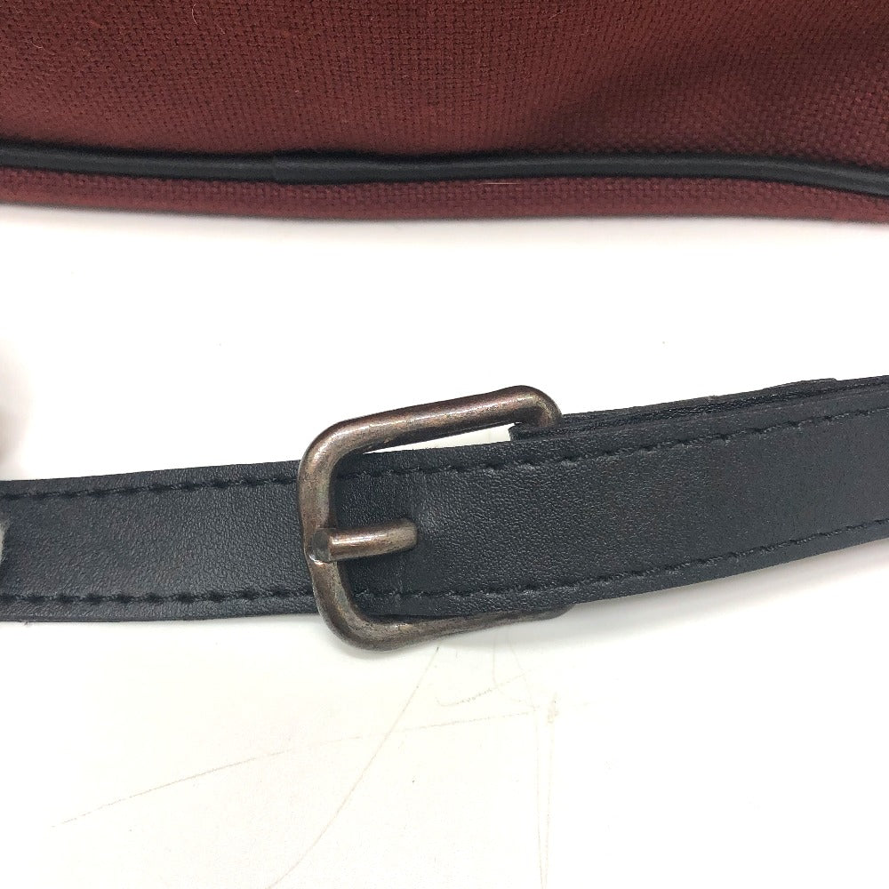 YVES SAINT LAURENT Logo Shoulder Bag/Square Canvas/Leather Unisex Red