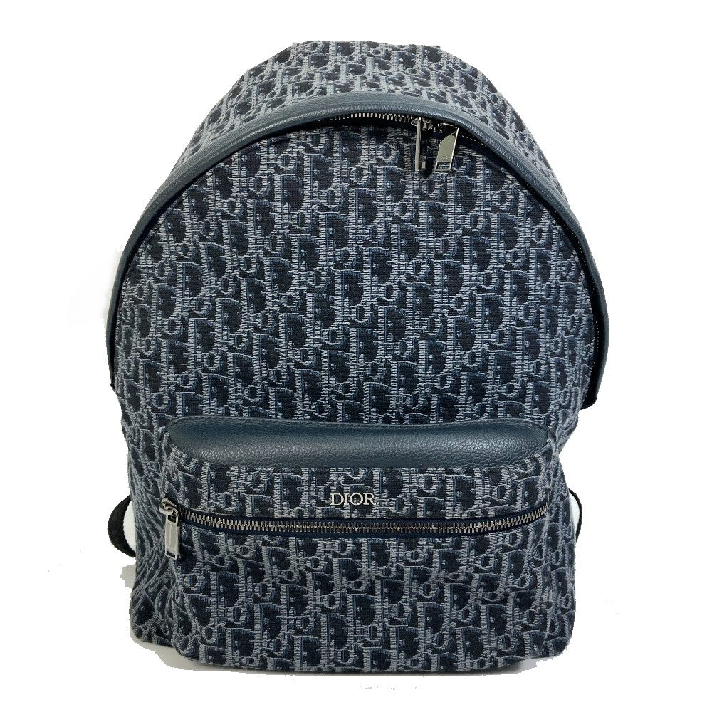 Dior Trotter Oblique Backpack, Canvas/Leather, Men's, Navy