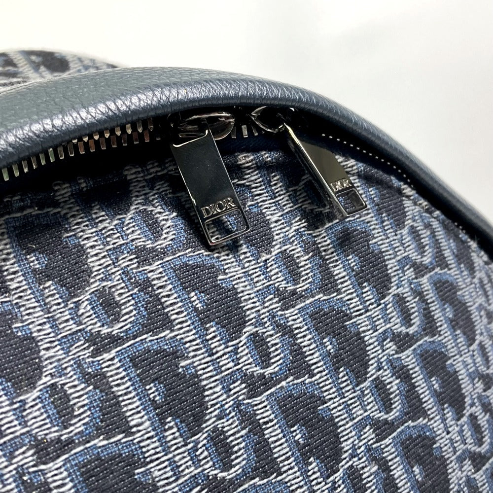 Dior Trotter Oblique Backpack, Canvas/Leather, Men's, Navy