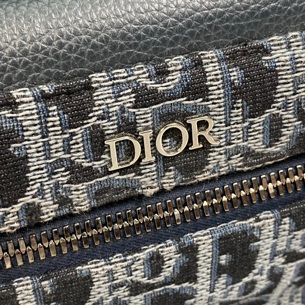 Dior Trotter Oblique Backpack, Canvas/Leather, Men's, Navy