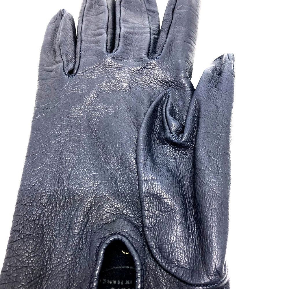 HERMES Fashion Accessories Apparel Gloves Leather Women's Navy/Red