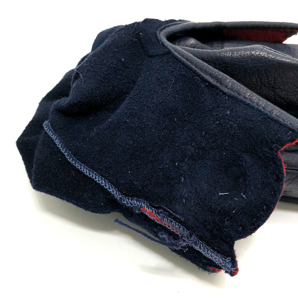 HERMES Fashion Accessories Apparel Gloves Leather Women's Navy/Red