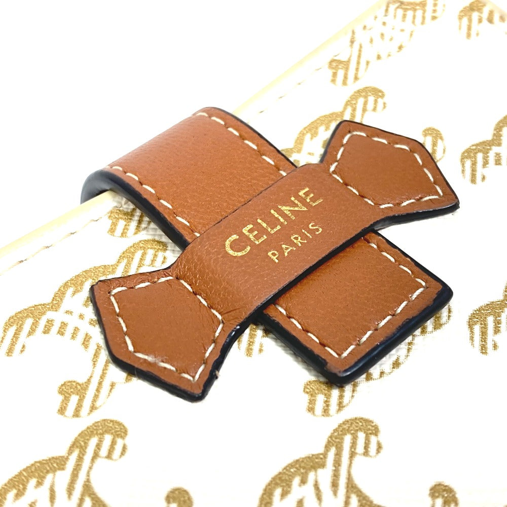 CELINE Macadam Triomphe Wallet, Bifold PVC/Leather, Women's, White/Brown