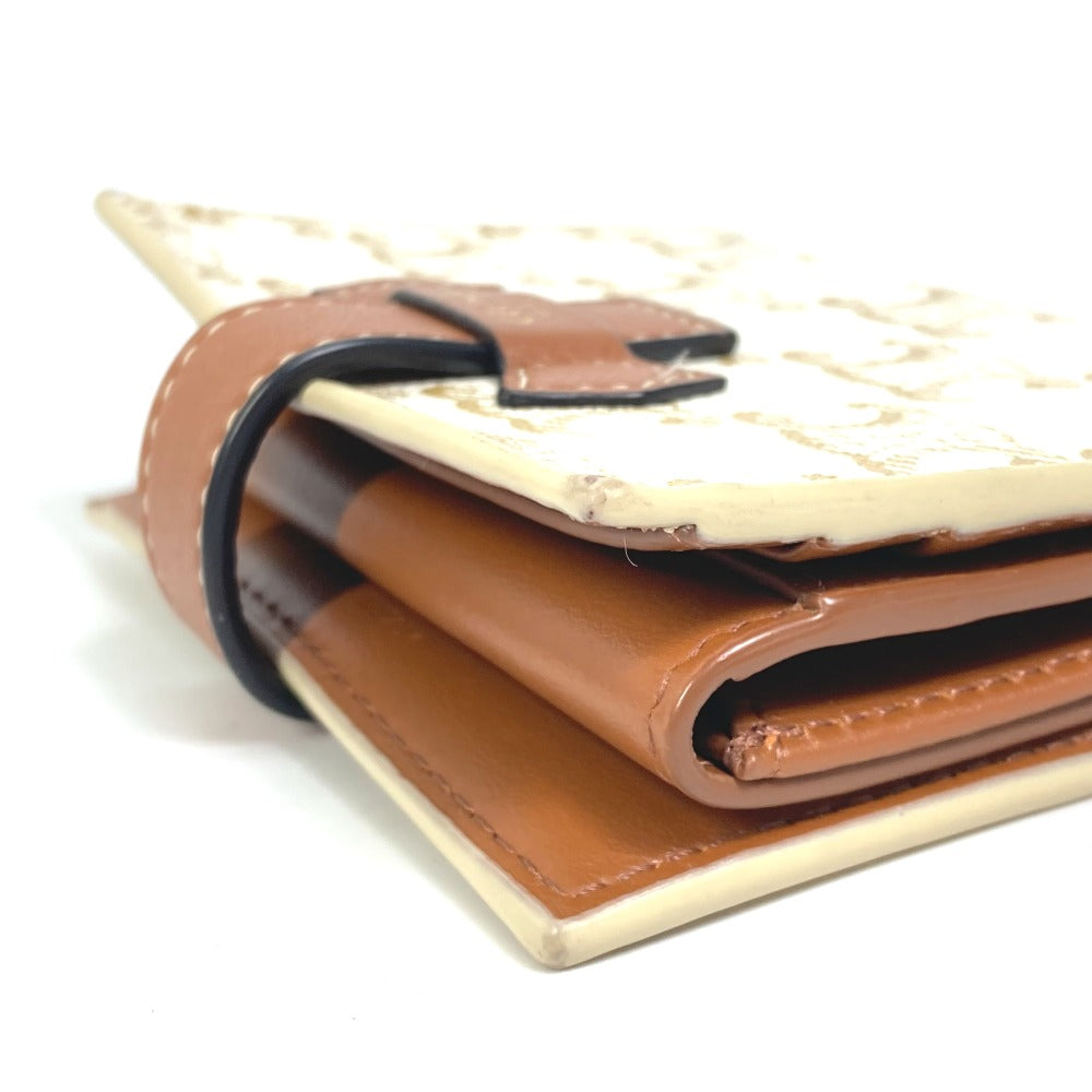 CELINE Macadam Triomphe Wallet, Bifold PVC/Leather, Women's, White/Brown
