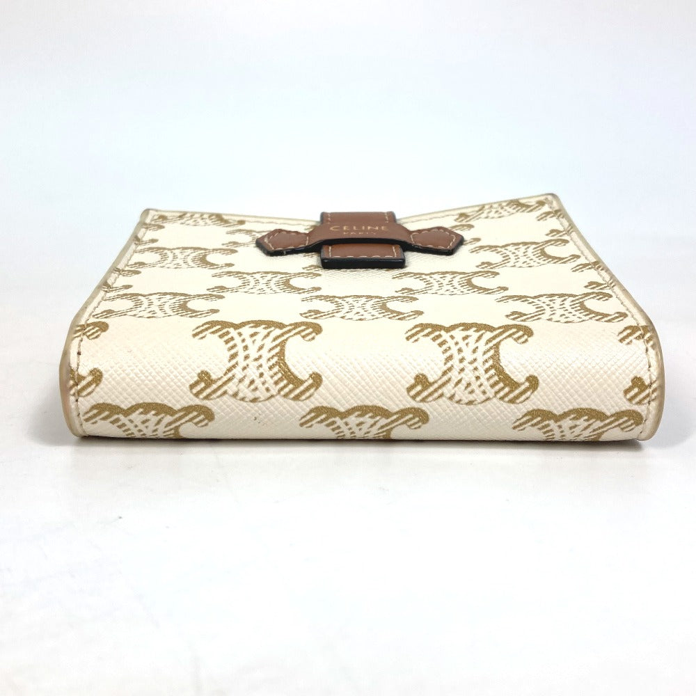 CELINE Macadam Triomphe Wallet, Bifold PVC/Leather, Women's, White/Brown