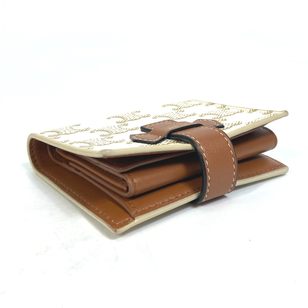 CELINE Macadam Triomphe Wallet, Bifold PVC/Leather, Women's, White/Brown