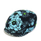 PRADA Floral Print Hat, Newsboy Cap, Nylon, Women's, Blue/Black