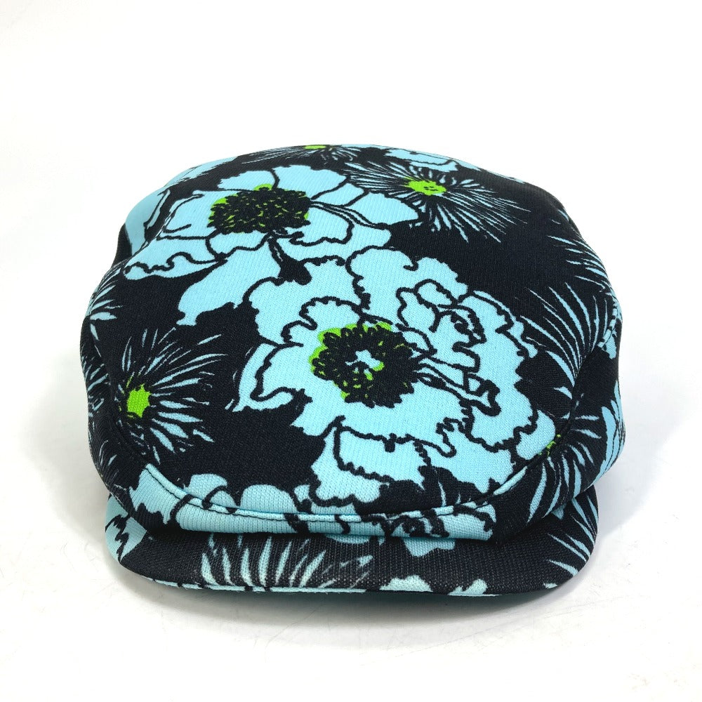 PRADA Floral Print Hat, Newsboy Cap, Nylon, Women's, Blue/Black