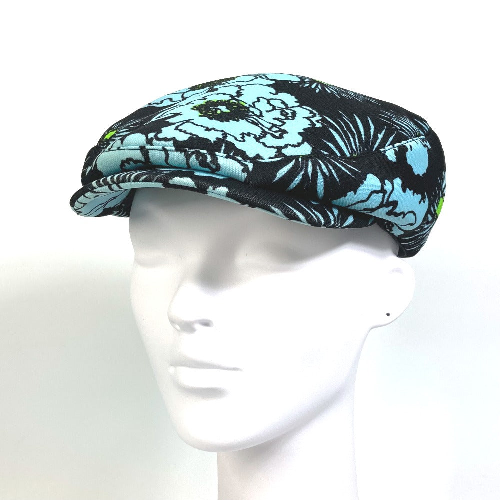 PRADA Floral Print Hat, Newsboy Cap, Nylon, Women's, Blue/Black
