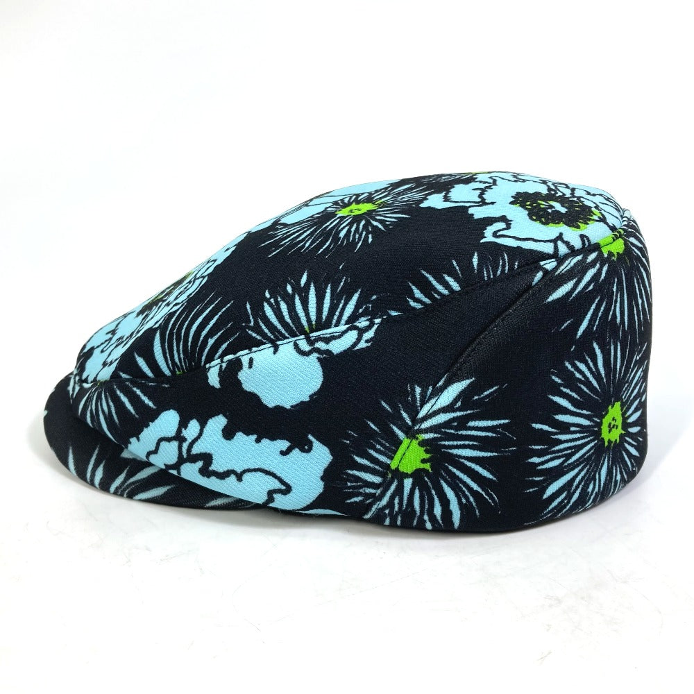 PRADA Floral Print Hat, Newsboy Cap, Nylon, Women's, Blue/Black