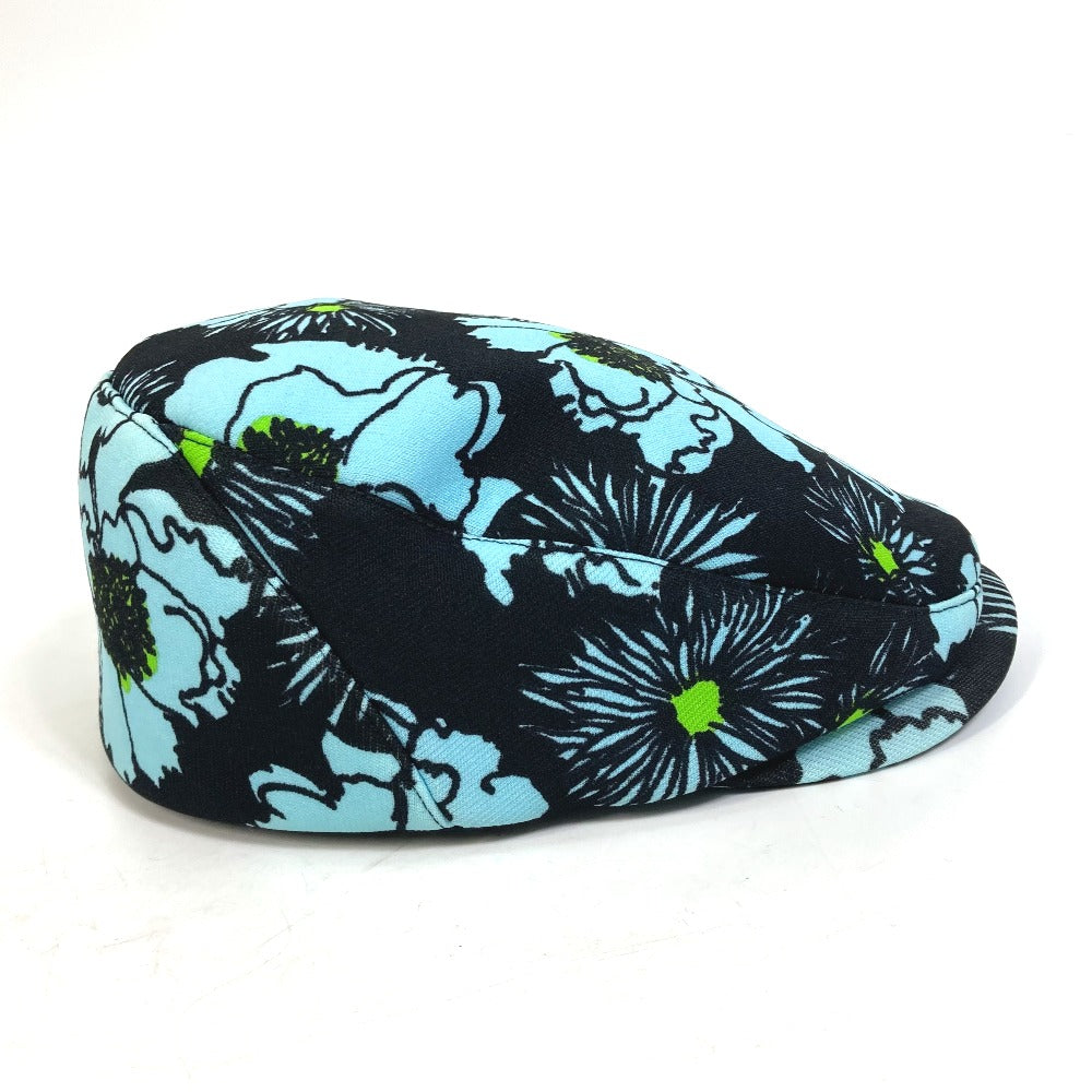 PRADA Floral Print Hat, Newsboy Cap, Nylon, Women's, Blue/Black