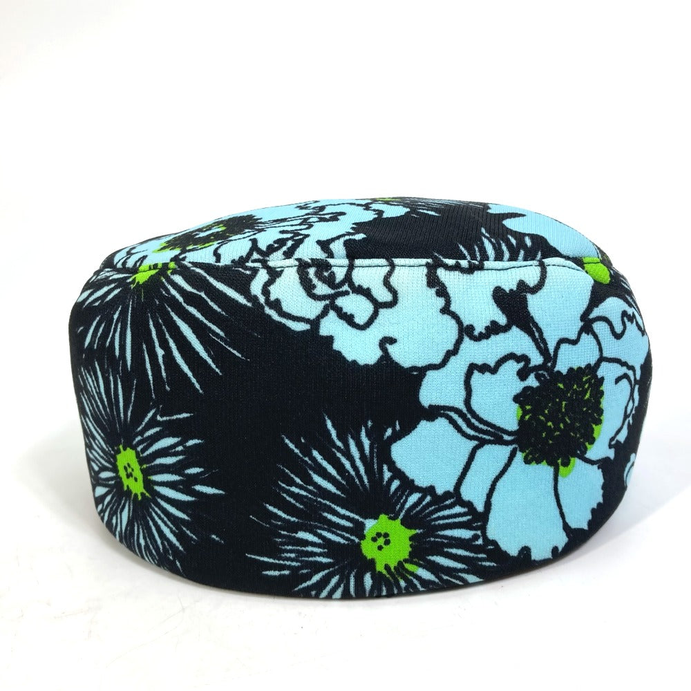 PRADA Floral Print Hat, Newsboy Cap, Nylon, Women's, Blue/Black