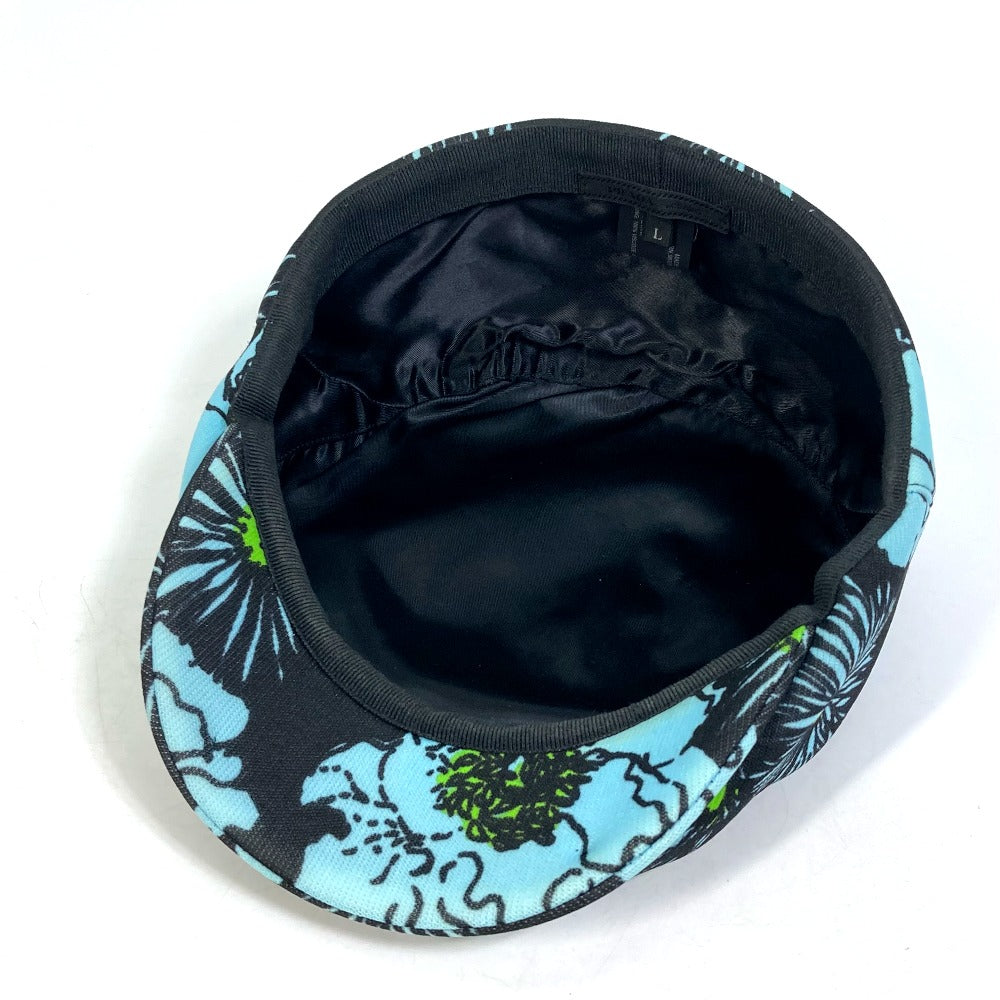 PRADA Floral Print Hat, Newsboy Cap, Nylon, Women's, Blue/Black