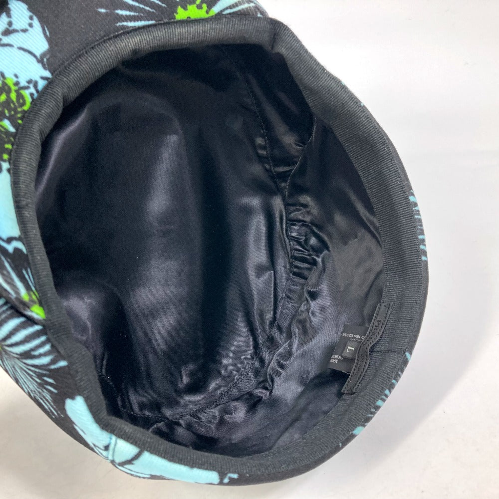 PRADA Floral Print Hat, Newsboy Cap, Nylon, Women's, Blue/Black