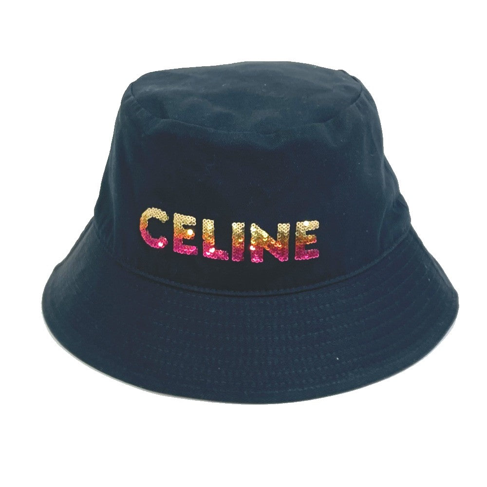 CELINE 2AUO1968P Embroidered Gradient Sequin Bucket Hat, Cotton, Women's, Black