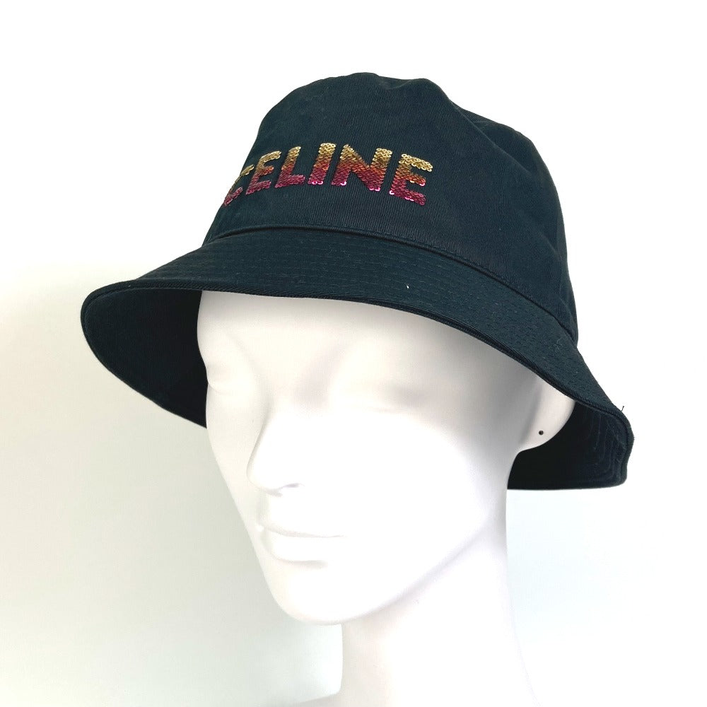 CELINE 2AUO1968P Embroidered Gradient Sequin Bucket Hat, Cotton, Women's, Black