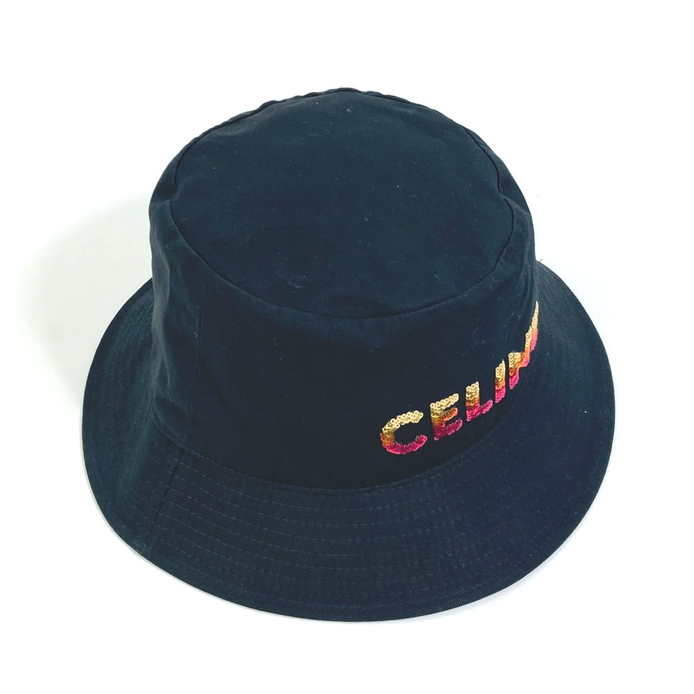 CELINE 2AUO1968P Embroidered Gradient Sequin Bucket Hat, Cotton, Women's, Black