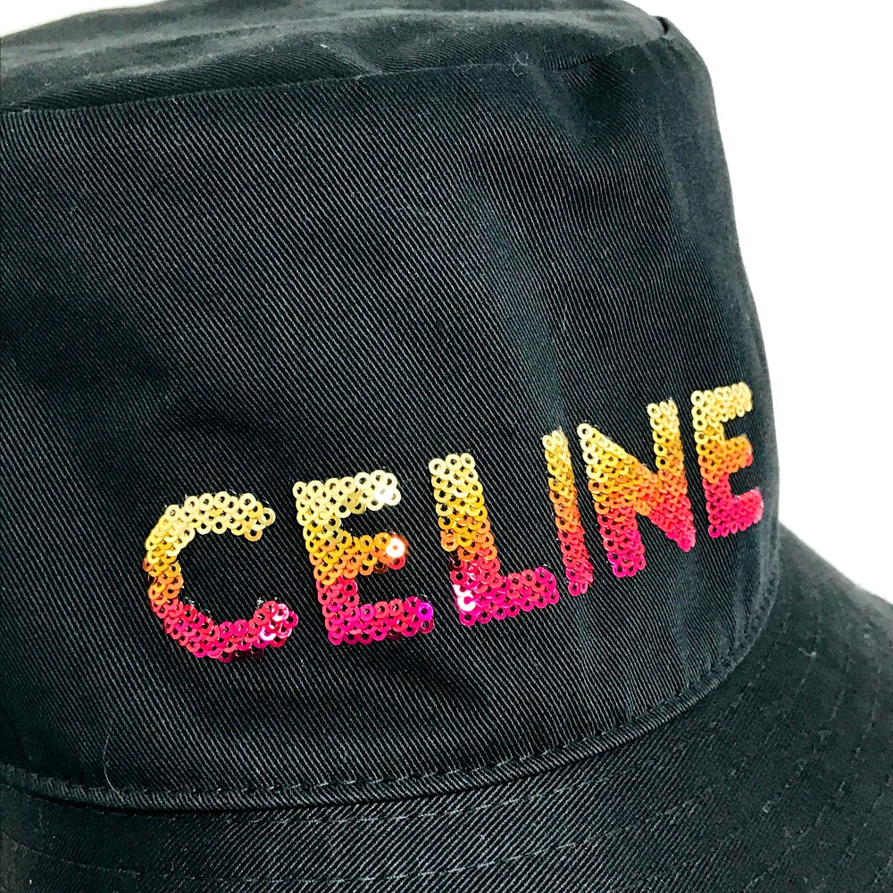 CELINE 2AUO1968P Embroidered Gradient Sequin Bucket Hat, Cotton, Women's, Black