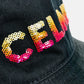 CELINE 2AUO1968P Embroidered Gradient Sequin Bucket Hat, Cotton, Women's, Black