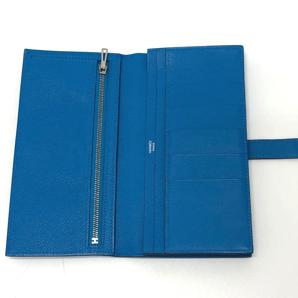 HERMES ベアンスフレ ウォレット 二つ折り 長財布 ヴォーエプソン レディース ブルーザンジバル ブルー