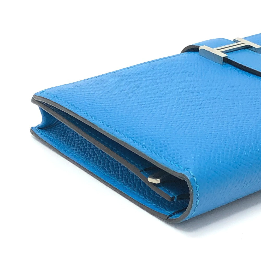 HERMES ベアンスフレ ウォレット 二つ折り 長財布 ヴォーエプソン レディース ブルーザンジバル ブルー