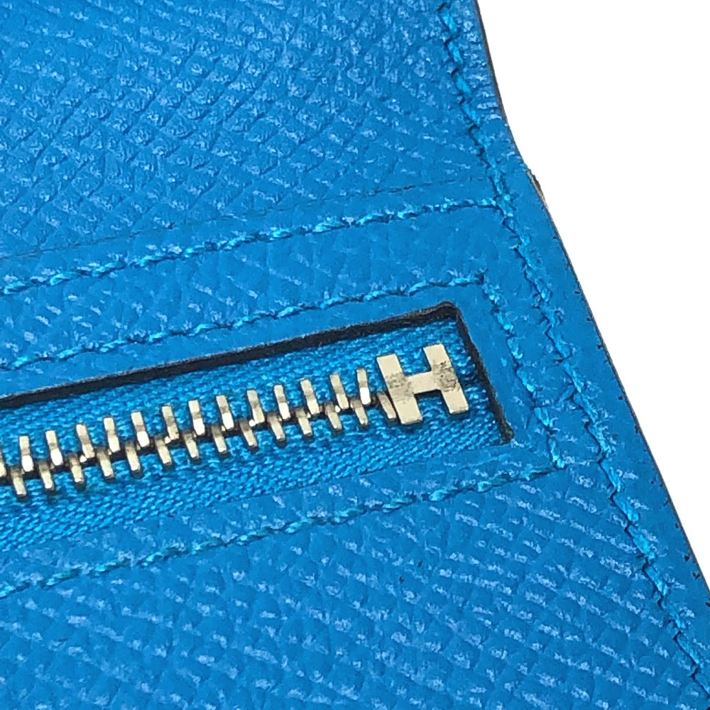 HERMES ベアンスフレ ウォレット 二つ折り 長財布 ヴォーエプソン レディース ブルーザンジバル ブルー