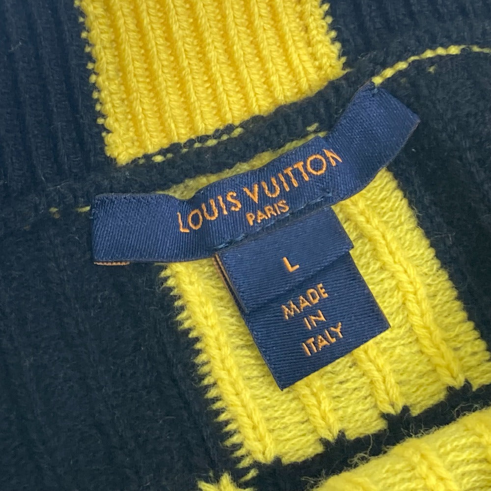 LOUIS VUITTON アパレル チェッカー ボード ニット 長袖 セーター ウール レディース イエロー×ブラック