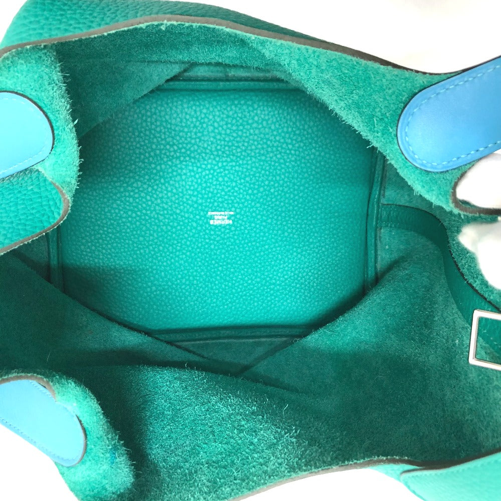 HERMES Picotin Lock Eclat MM 22 Handbag in Taurillon Clemence Leather, Women's, Vert Veron, Green