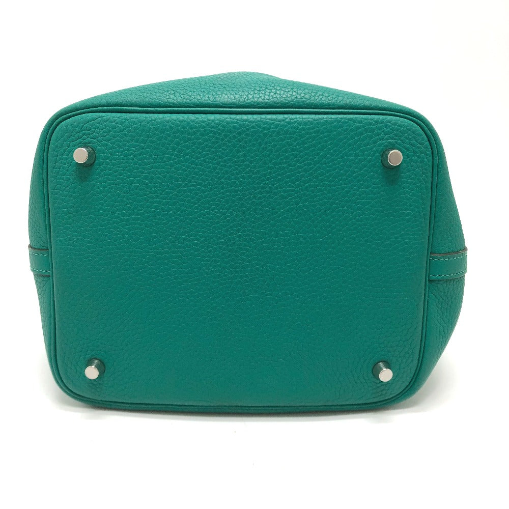 HERMES Picotin Lock Eclat MM 22 Handbag in Taurillon Clemence Leather, Women's, Vert Veron, Green