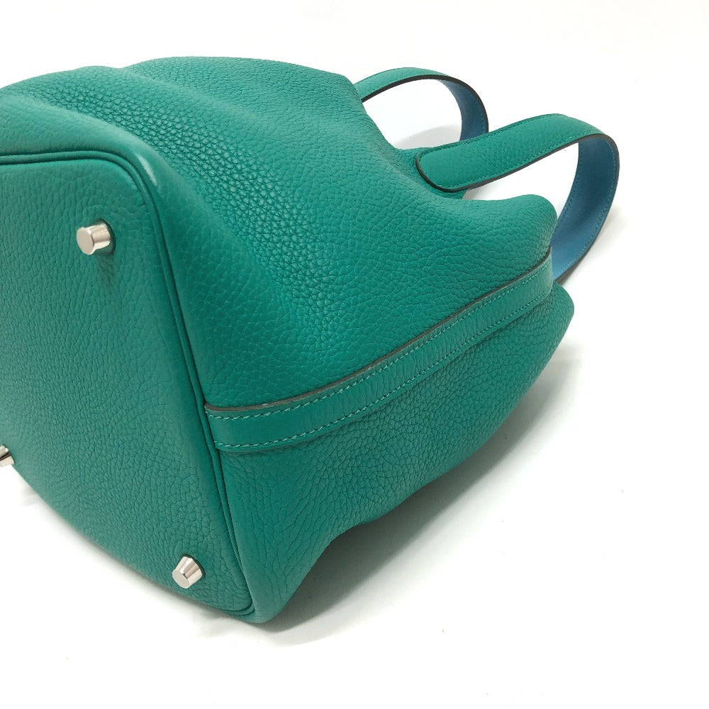 HERMES Picotin Lock Eclat MM 22 Handbag in Taurillon Clemence Leather, Women's, Vert Veron, Green