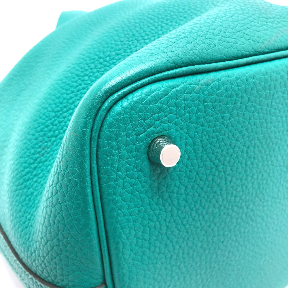 HERMES Picotin Lock Eclat MM 22 Handbag in Taurillon Clemence Leather, Women's, Vert Veron, Green