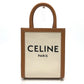 CELINE ロゴ バーティカルカバ ミニ カバン 2WAY ショルダーバッグ キャンバス/レザー レディース ベージュ